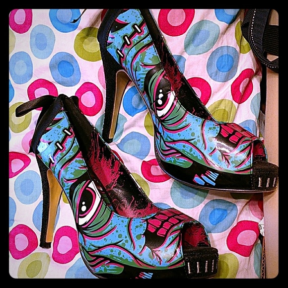 Iron Fist Shoes - Iron Fist Size 11 Frankenstein Peep Toe Heels